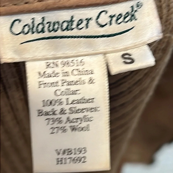 Coldwater Creek‎ Tan Suede Leather Sweater Cable Knit Zip Up Jacket Size S - Picture 8 of 8